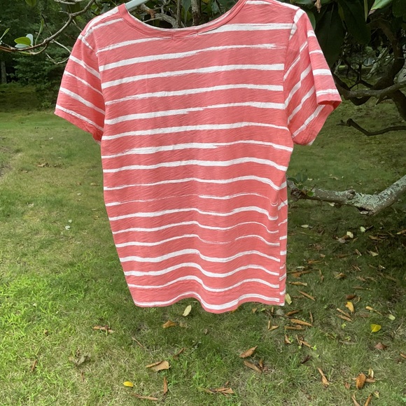 Fresh Produce orange and white striped short sleeve tee shirt. Size L - Picture 2 of 3